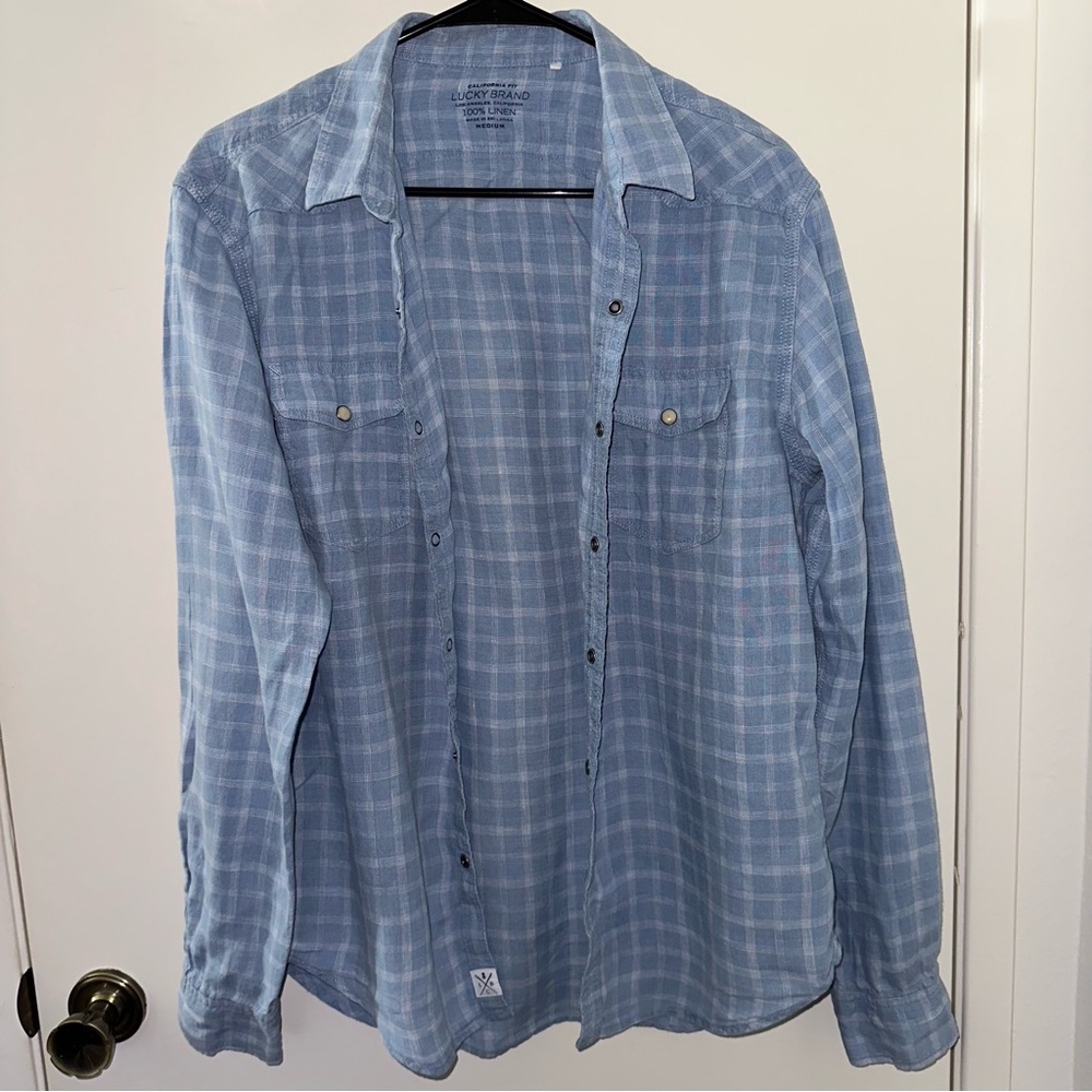 Lucky Brand men’s California fit 100% linen long sleeve button down medium size